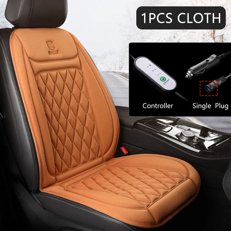 12V Heated Car Seat Cushion | Winter Warmer Seat Cover with 3 Heat Modes