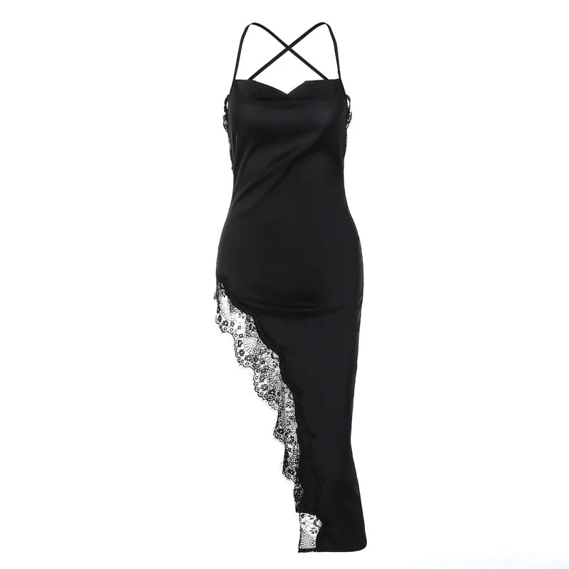 Sexy Lace Backless Bodycon Midi Dress