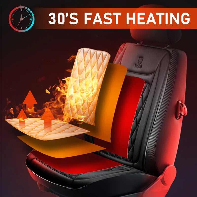 12V Heated Car Seat Cushion | Winter Warmer Seat Cover with 3 Heat Modes