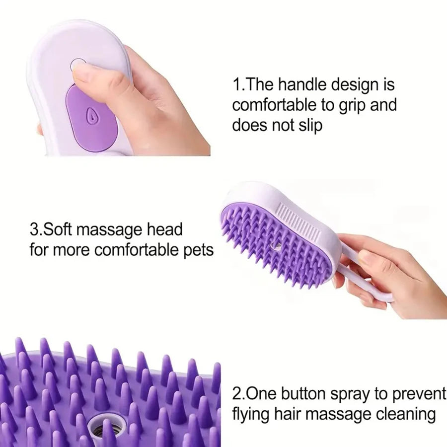 Foldable cat and dog grooming tool with silicone bristles, suitable for both long and short hair