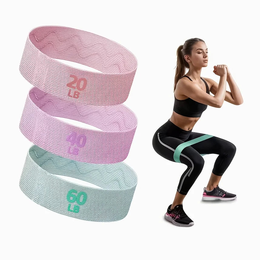3-Pack Fabric Resistance Bands – Glute & Lower Body Training