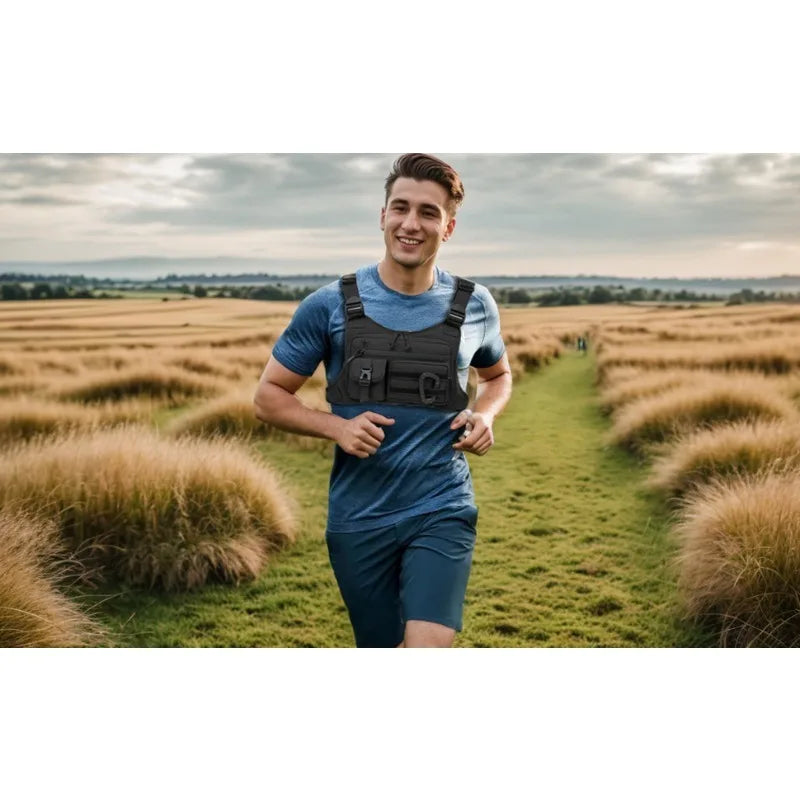 Tactical Running Vest Bag – 6-Pocket Chest Pack for Running & Hiking