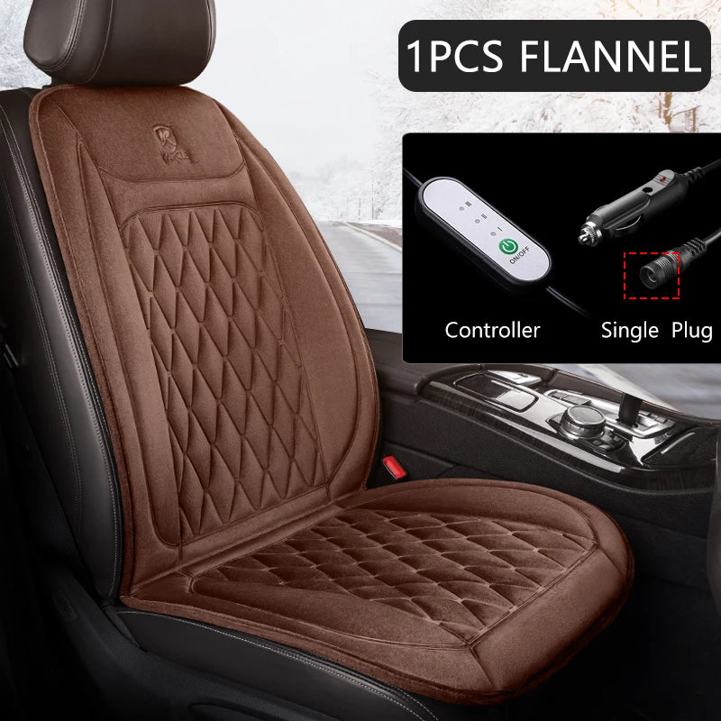 12V Heated Car Seat Cushion | Winter Warmer Seat Cover with 3 Heat Modes