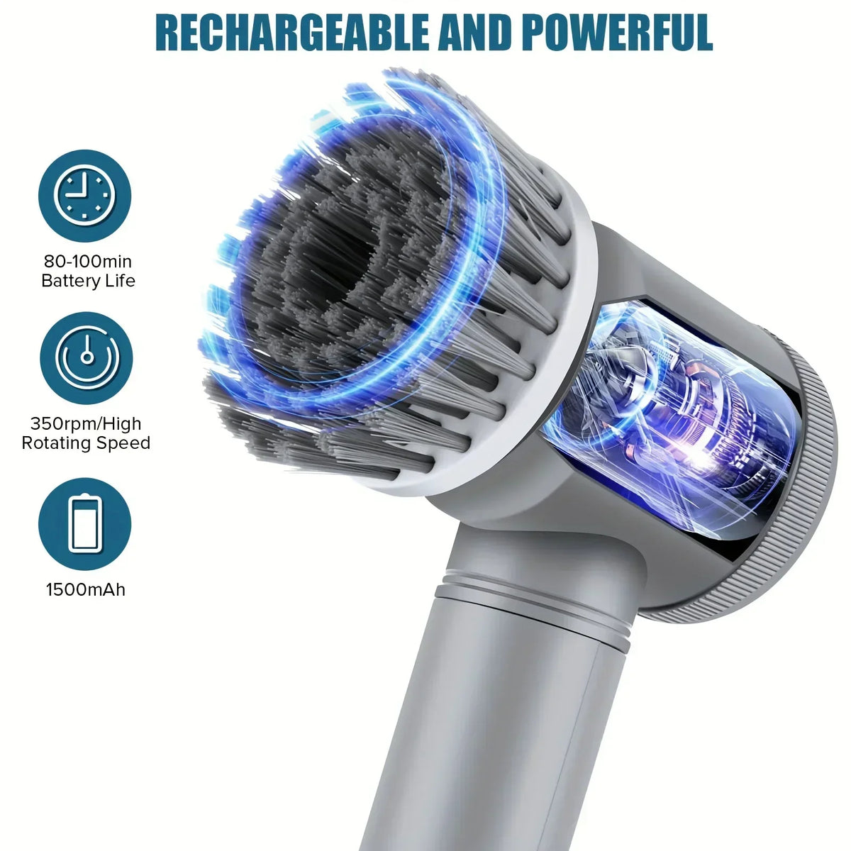 Electric Spin Scrubber | Cordless Bathroom Cleaning Brush with 5 Replaceable Heads
