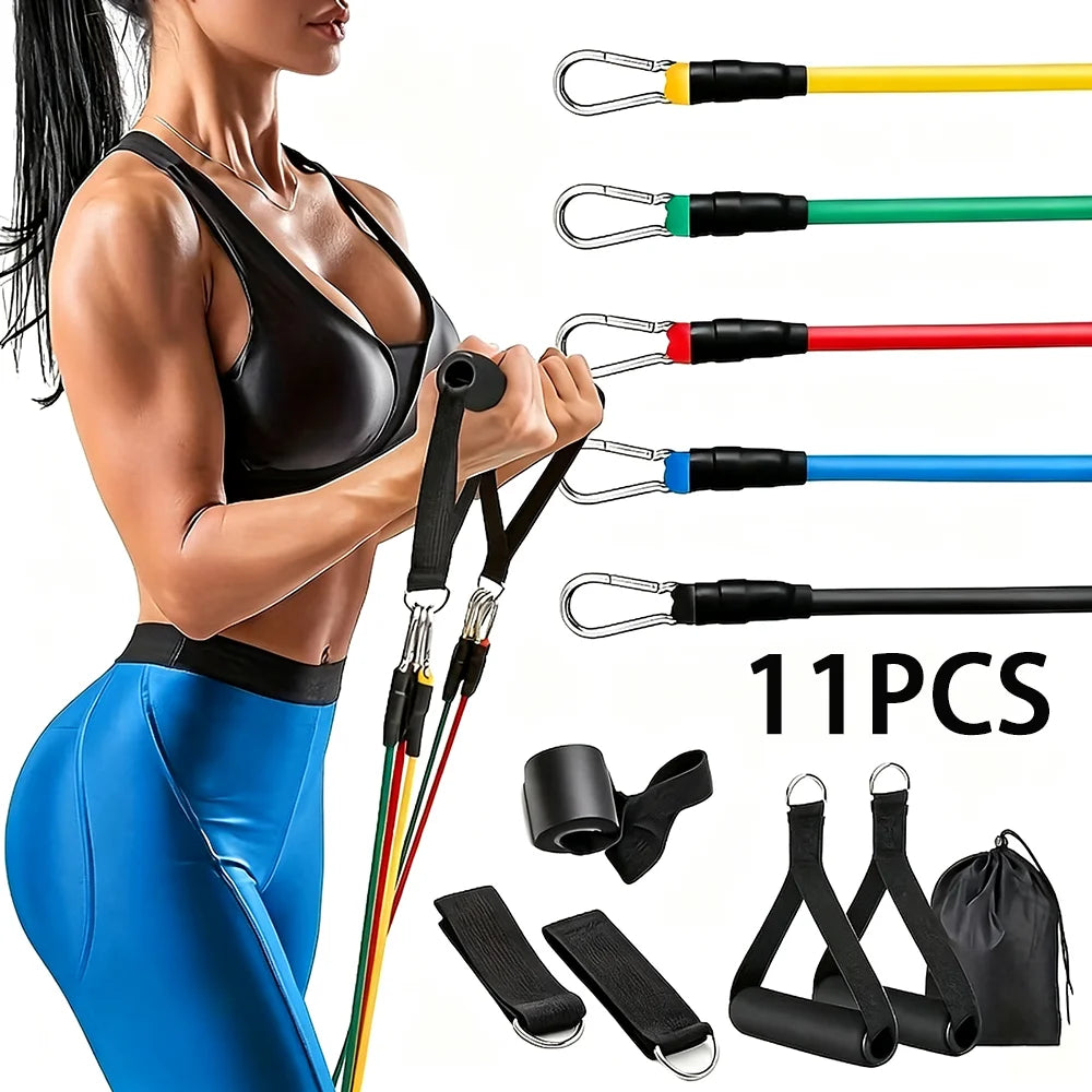 Complete Resistance Band Set – 5 Levels, Door Anchor & Full Accessories
