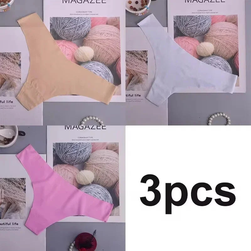 3PCS seamless low-waist panties, ice silk, breathable, quick-drying, with cotton crotch. Ideal for sports