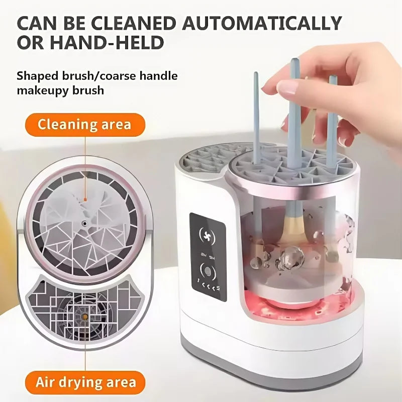 3-in-1 Electric Makeup Brush Cleaner & Dryer – Fast Spin Cleaning Machine