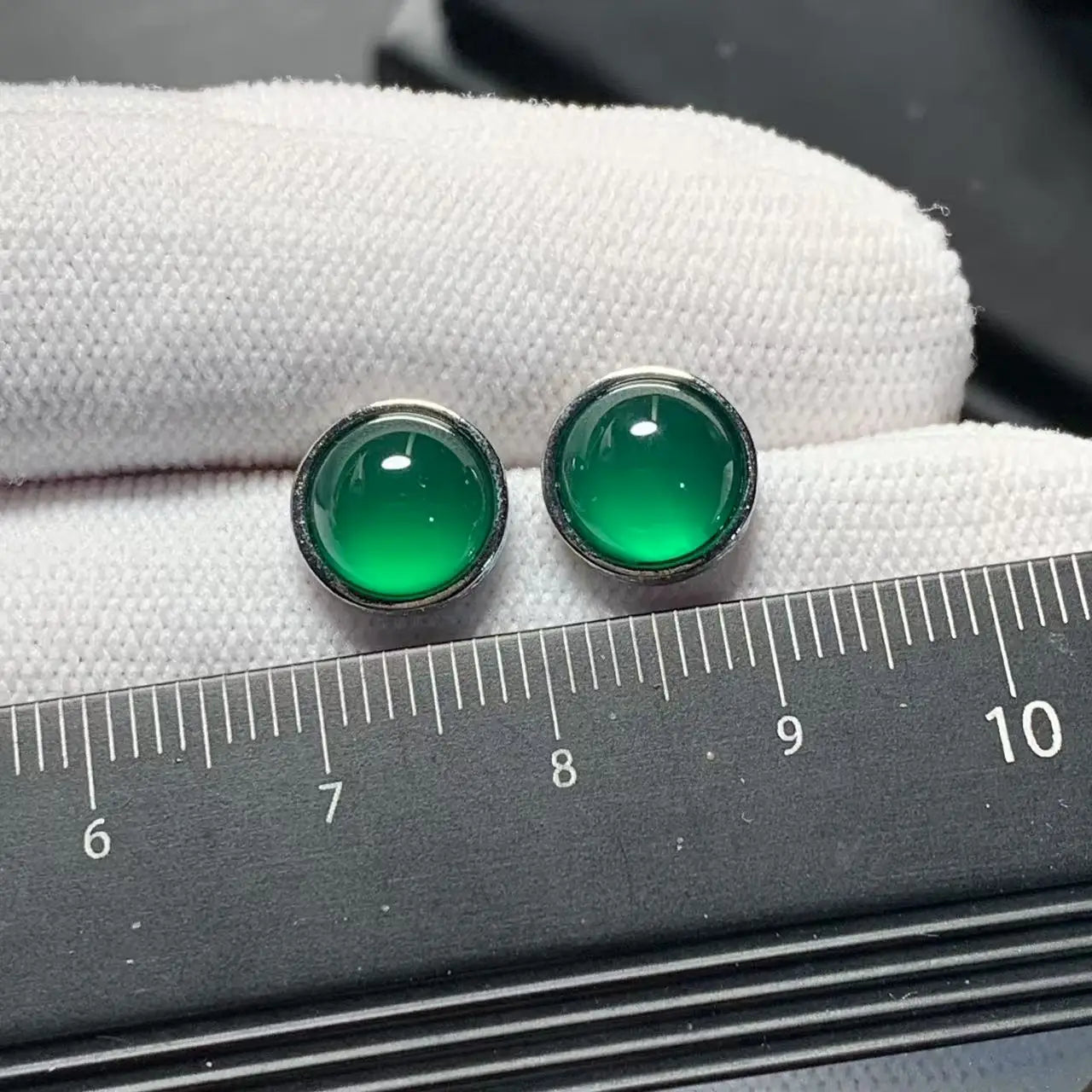 Natural Green Chalcedony Stud Earrings – 925 Sterling Silver Fine Jewelry for Women