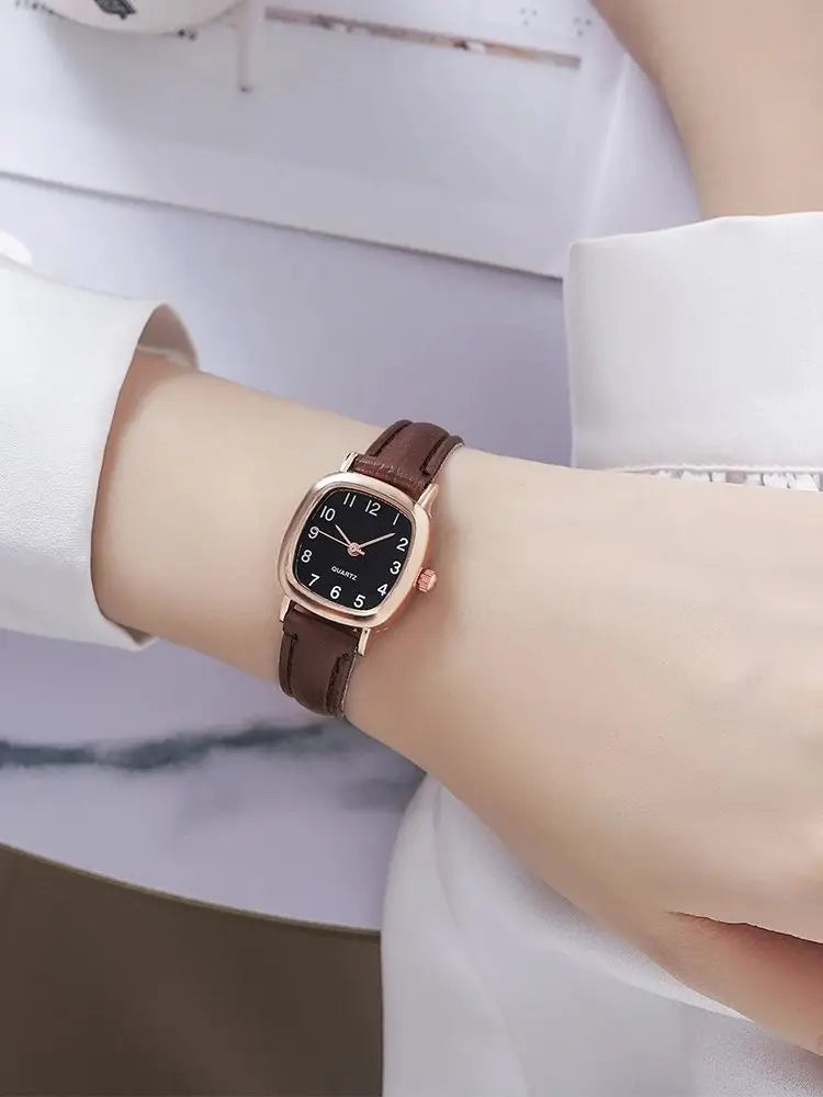 Fashion Small Dial Women's Quartz Watch – Leather Band Wristwatch