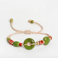 Handmade Ceramic Heart Button Bracelet – Adjustable Braided Cord Boho Jewelry for Women