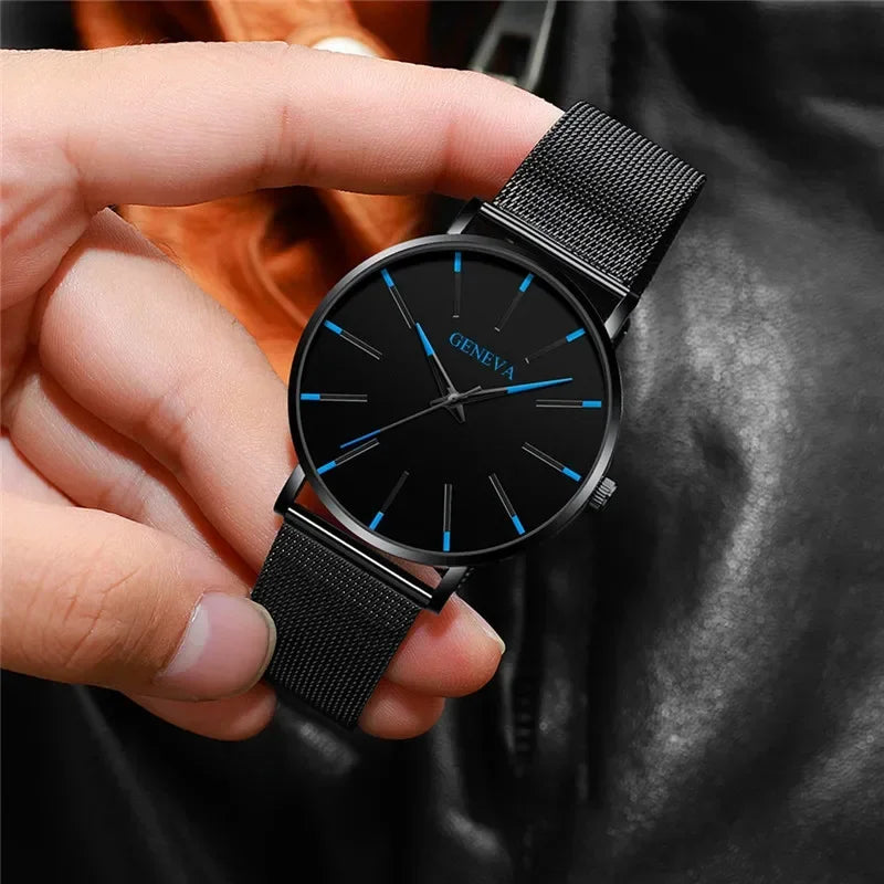 Men's Ultra Thin Business Watch – Mesh Belt Analog Quartz