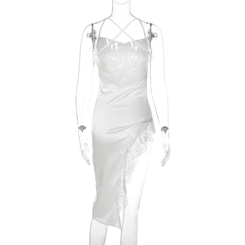 Sexy Lace Backless Bodycon Midi Dress