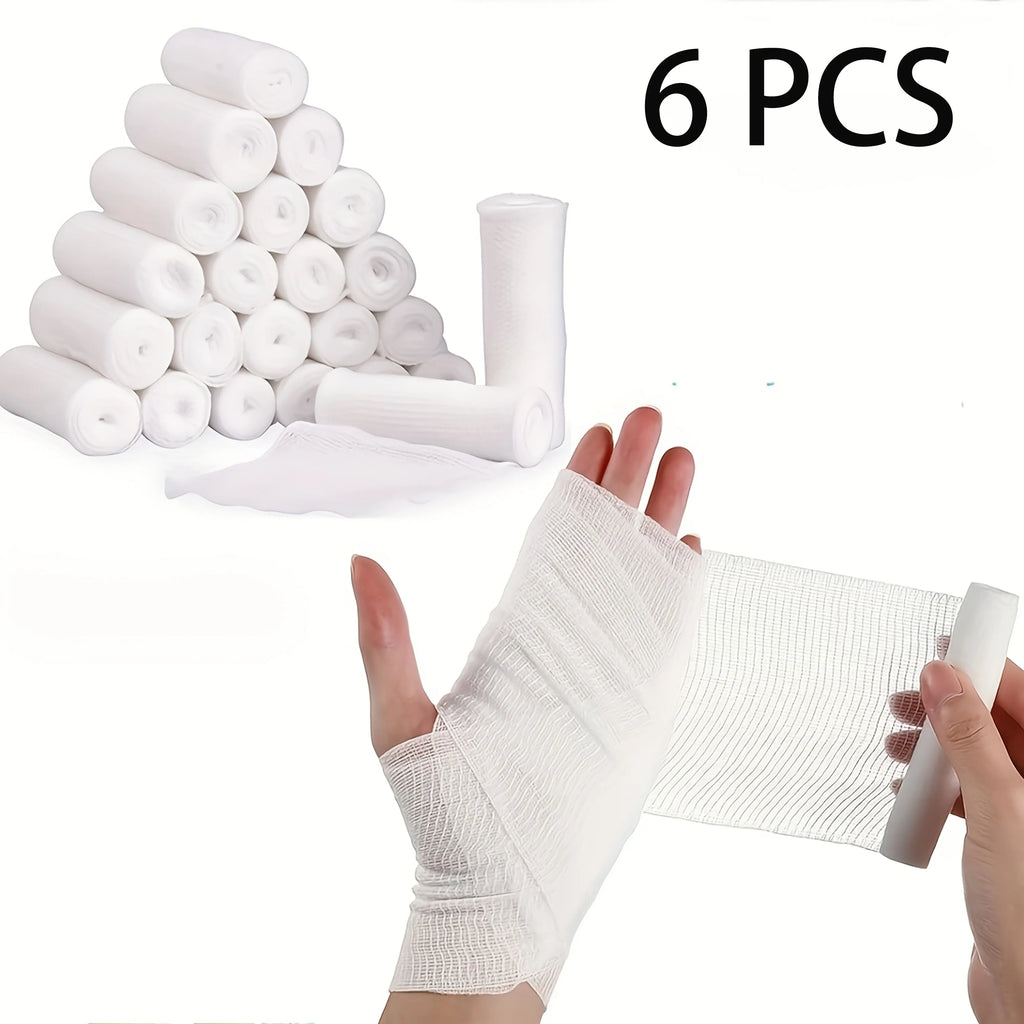Elastic Gauze Bandages 6-Pack – Breathable Sports & First Aid Wrap