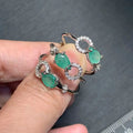 Natural Emerald Adjustable Ring – Multiple Styles Vintage Gemstone Ring for Women