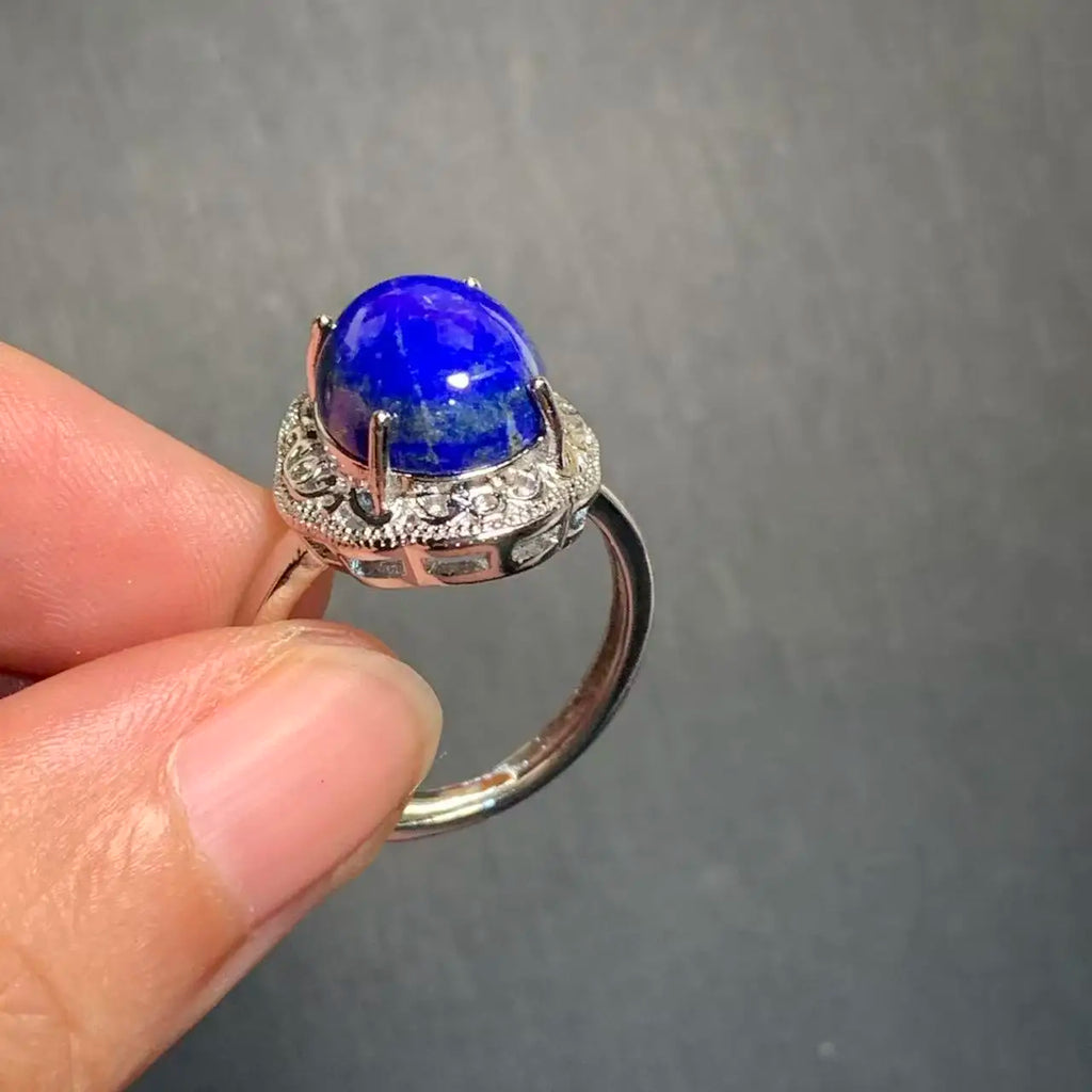Natural Lapis Lazuli Adjustable Ring – Vintage Fine Jewelry for Women