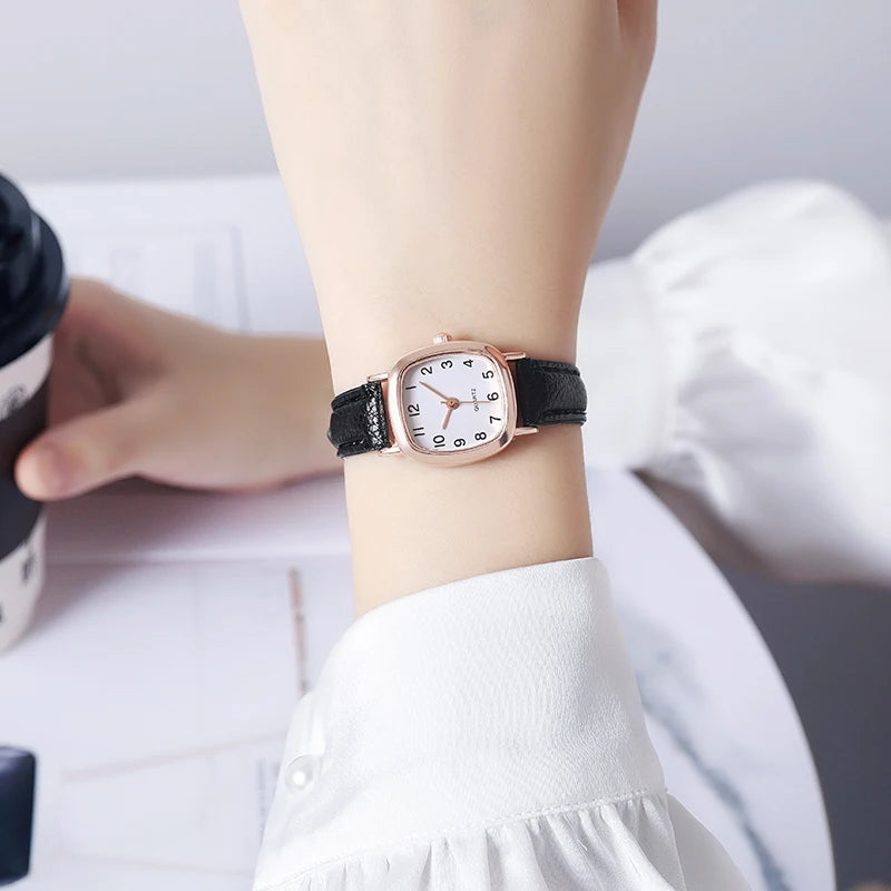 Fashion Small Dial Women's Quartz Watch – Leather Band Wristwatch