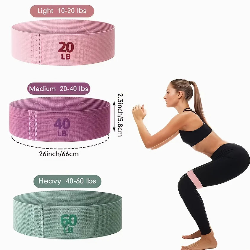 3-Pack Fabric Resistance Bands – Glute & Lower Body Training