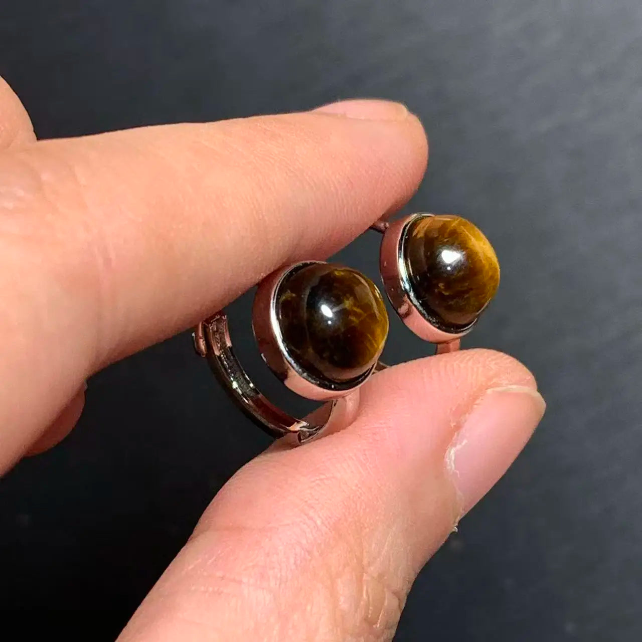 Natural Tiger's Eye Copper Stud Earrings – 8MM Round Vintage Gemstone for Women