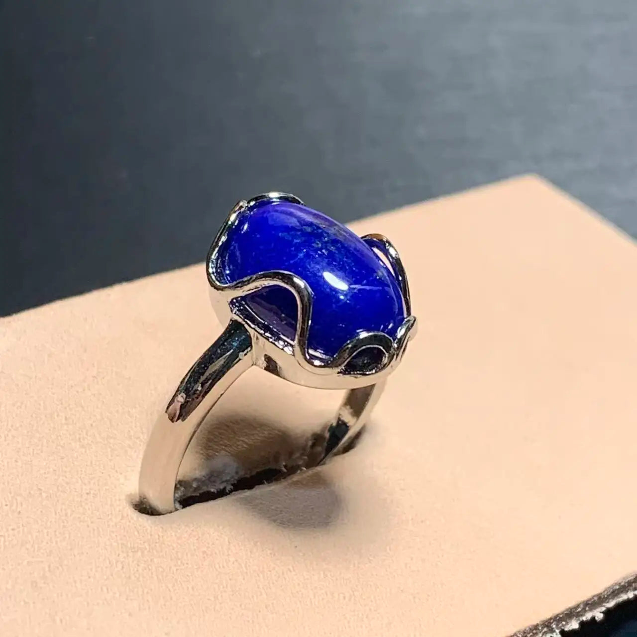 Natural Lapis Ring – Adjustable Vintage Gemstone Ring for Women