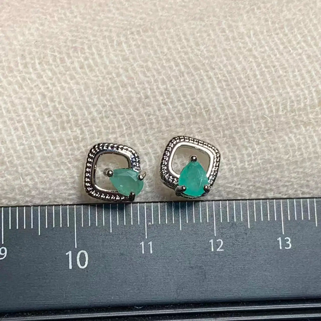 Natural Emerald Stud Earrings – 925 Sterling Silver 5x3MM Fine Jewelry for Women