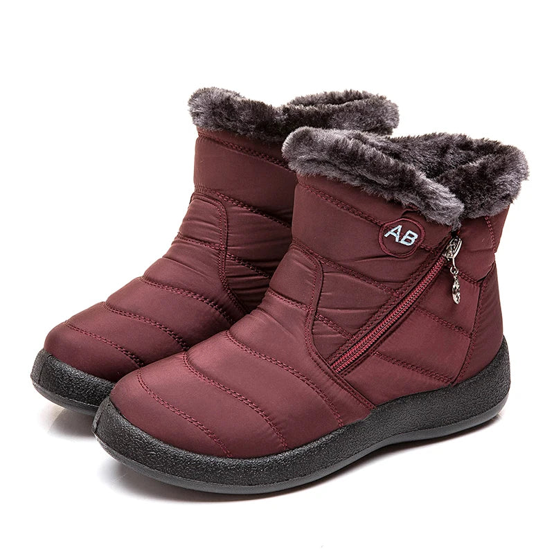 Comfortable waterproof winter boots for women with soft fur and zipper design. Perfect for snowy days.