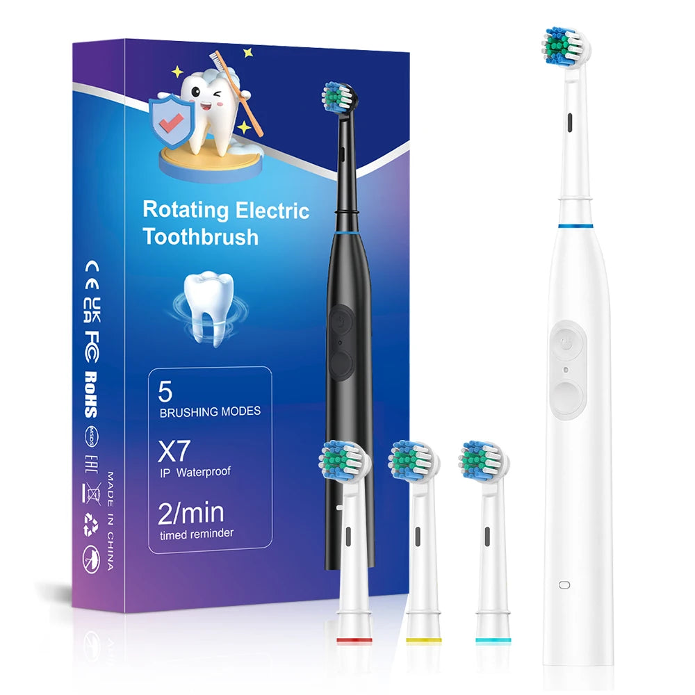 5-Mode Electric Toothbrush – IPX7 Waterproof, 15-Day Battery, USB-C