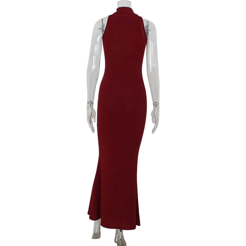 Red Sequin Sleeveless Bodycon Maxi Gown
