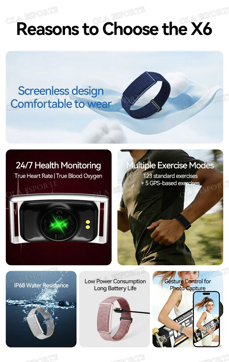 Smart Fitness Bracelet – No Screen | IP68 Waterproof | Heart Rate & Health Monitor