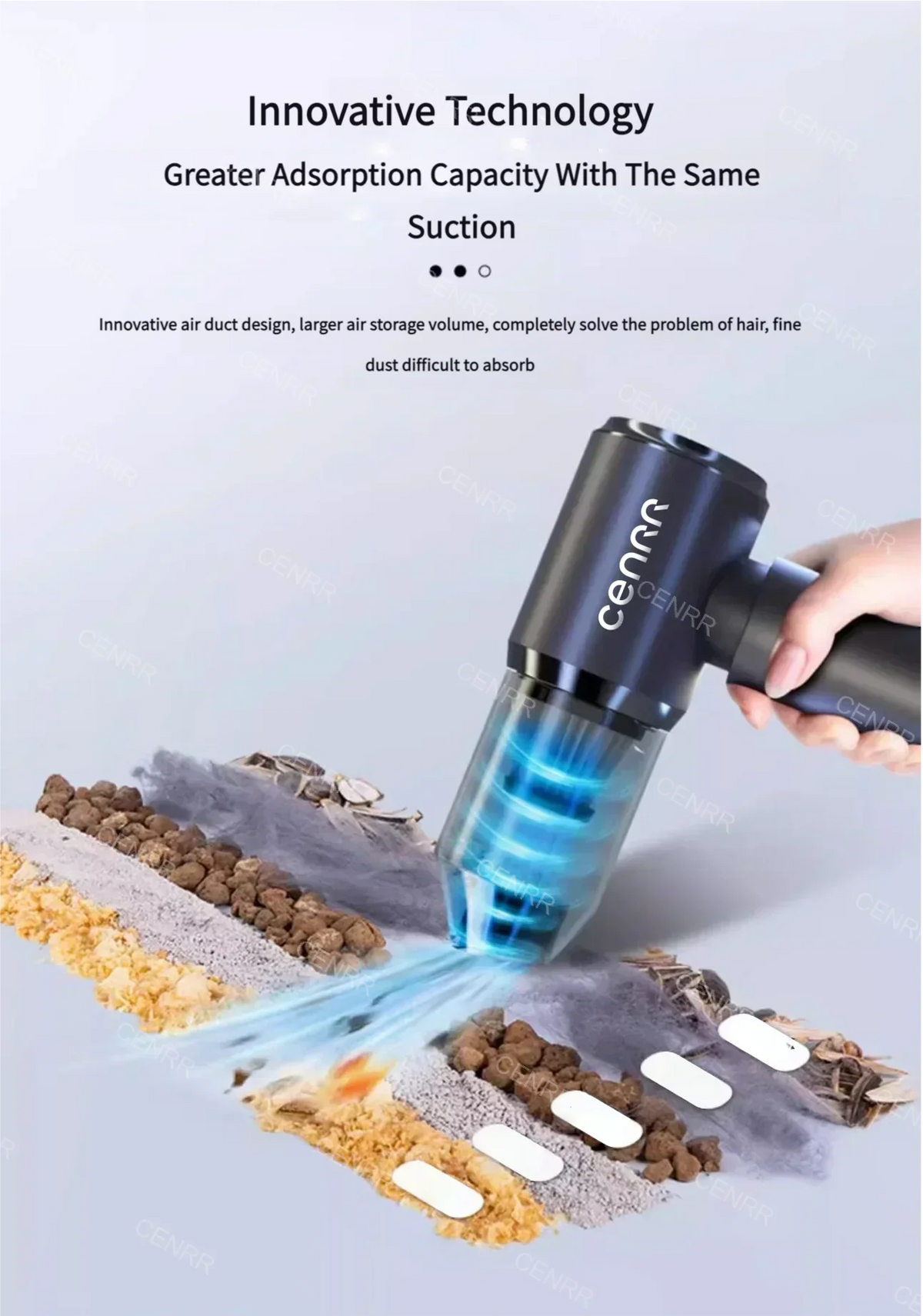 CENRR Car Vacuum Cleaner 210,000PA | Powerful Handheld Wireless Blower