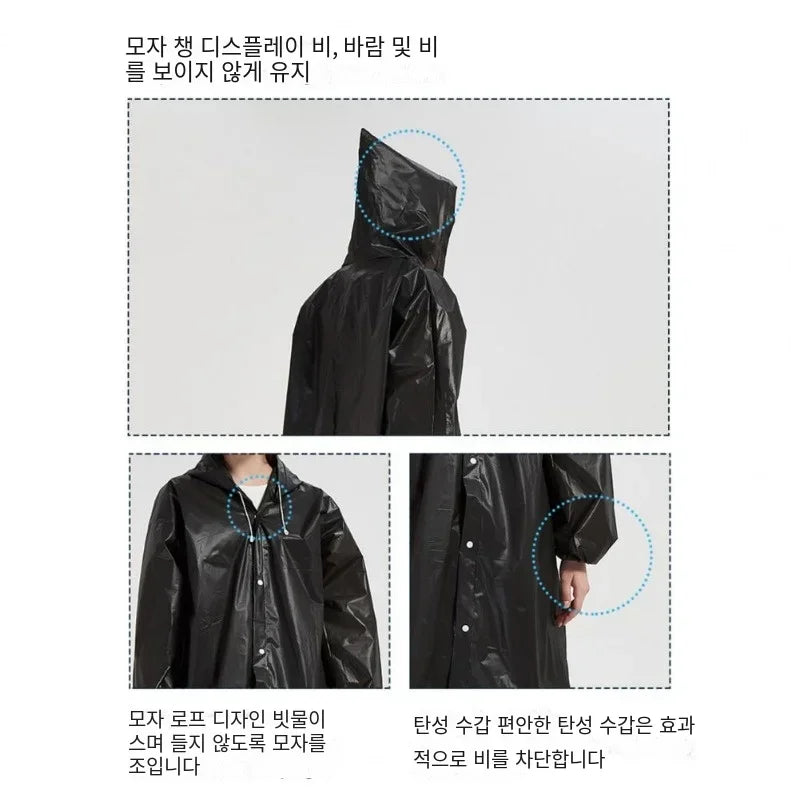 Packable Button-Front EVA Raincoat