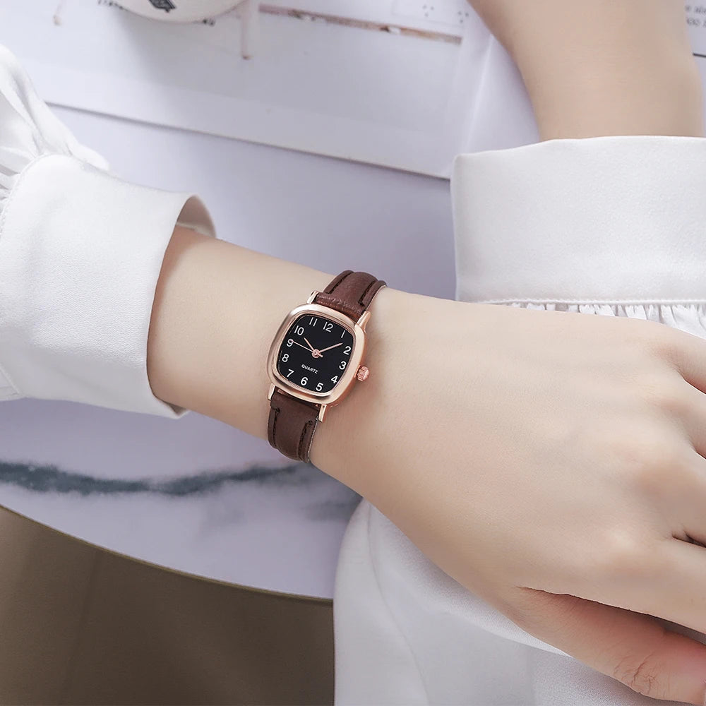 Fashion Small Dial Women's Quartz Watch – Leather Band Wristwatch