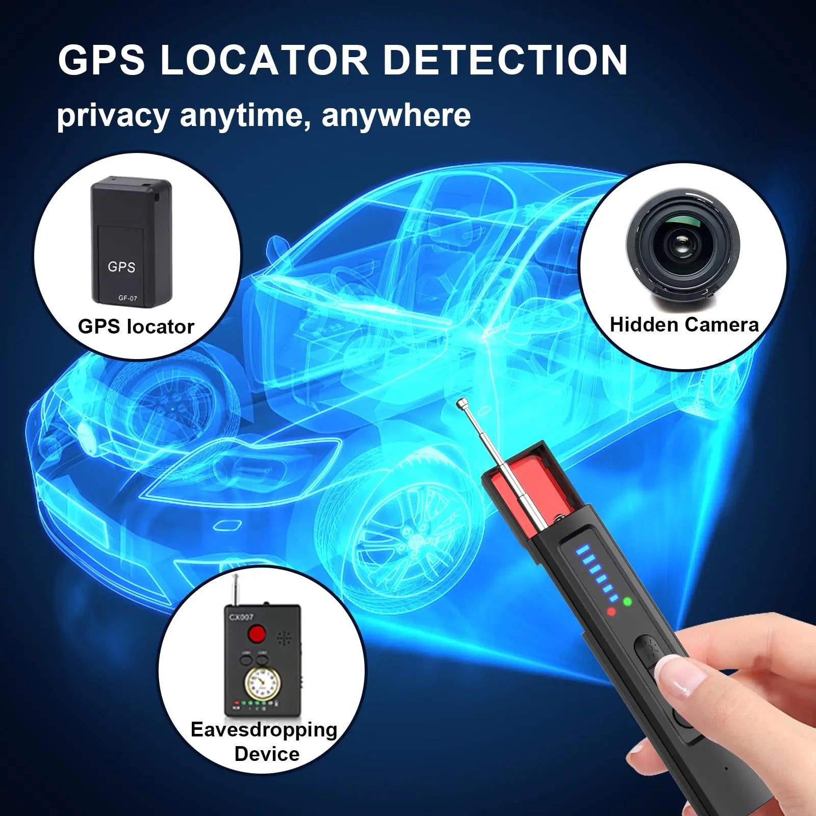 6-in-1 Anti-Spy Detector – Hidden Camera, GPS & RF Signal Scanner