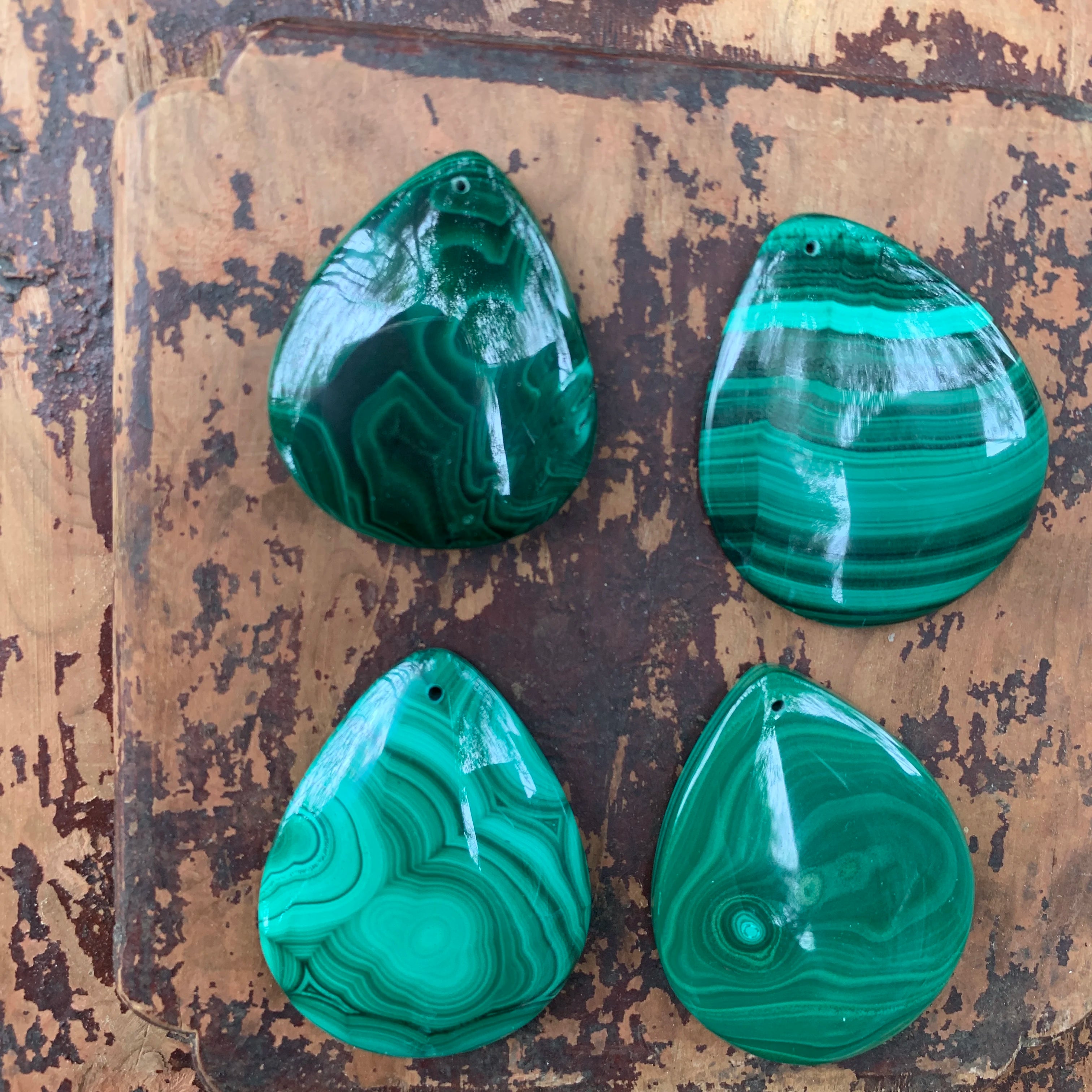 Natural Malachite Chrysocolla Pendant Necklace – Water Drop Gemstone Jewelry for Women & Men