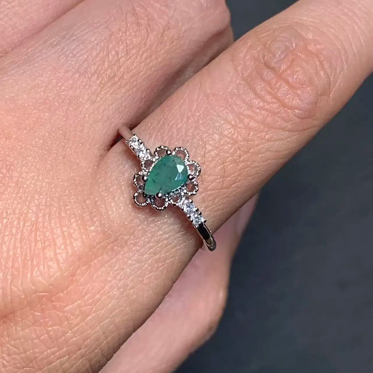 Natural Emerald Adjustable Ring – Multiple Styles Vintage Gemstone Ring for Women