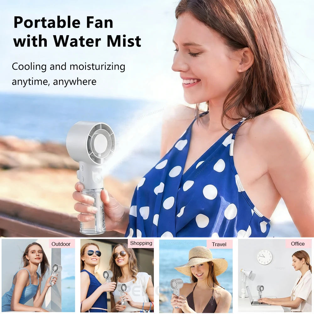 Portable Misting Fan – 4-Speed Personal Cooling Device with USB-C