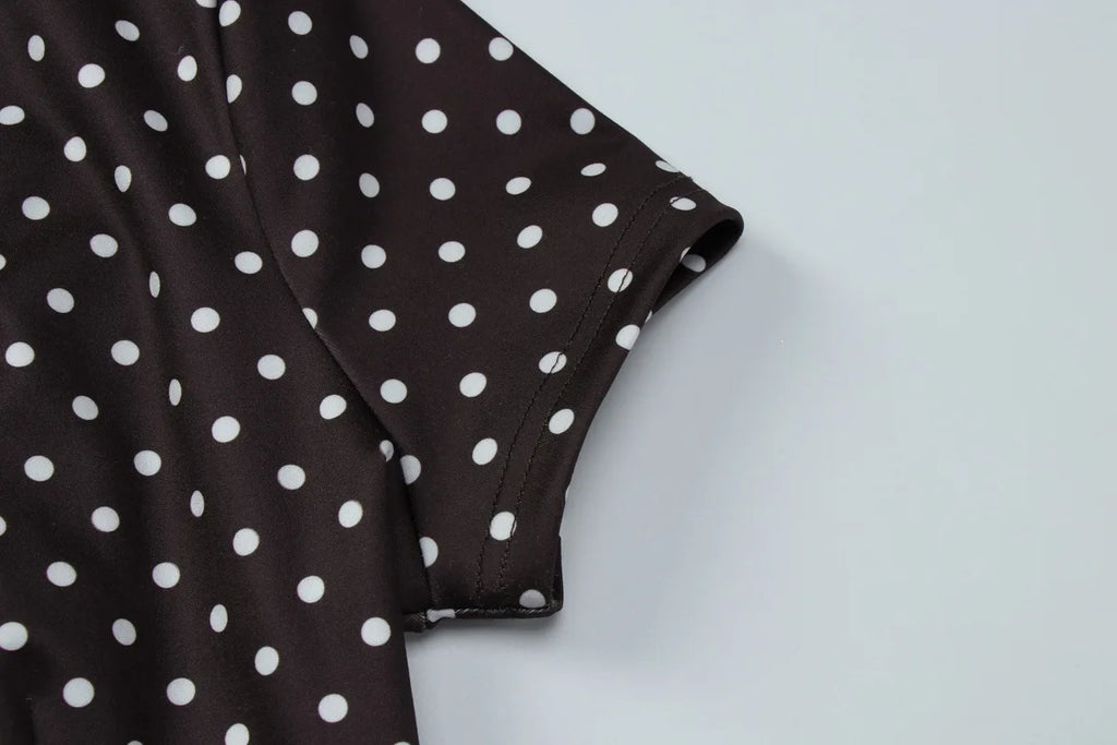 Polka Dot Tie-Up Bodycon Hip Wrap Mini Dress