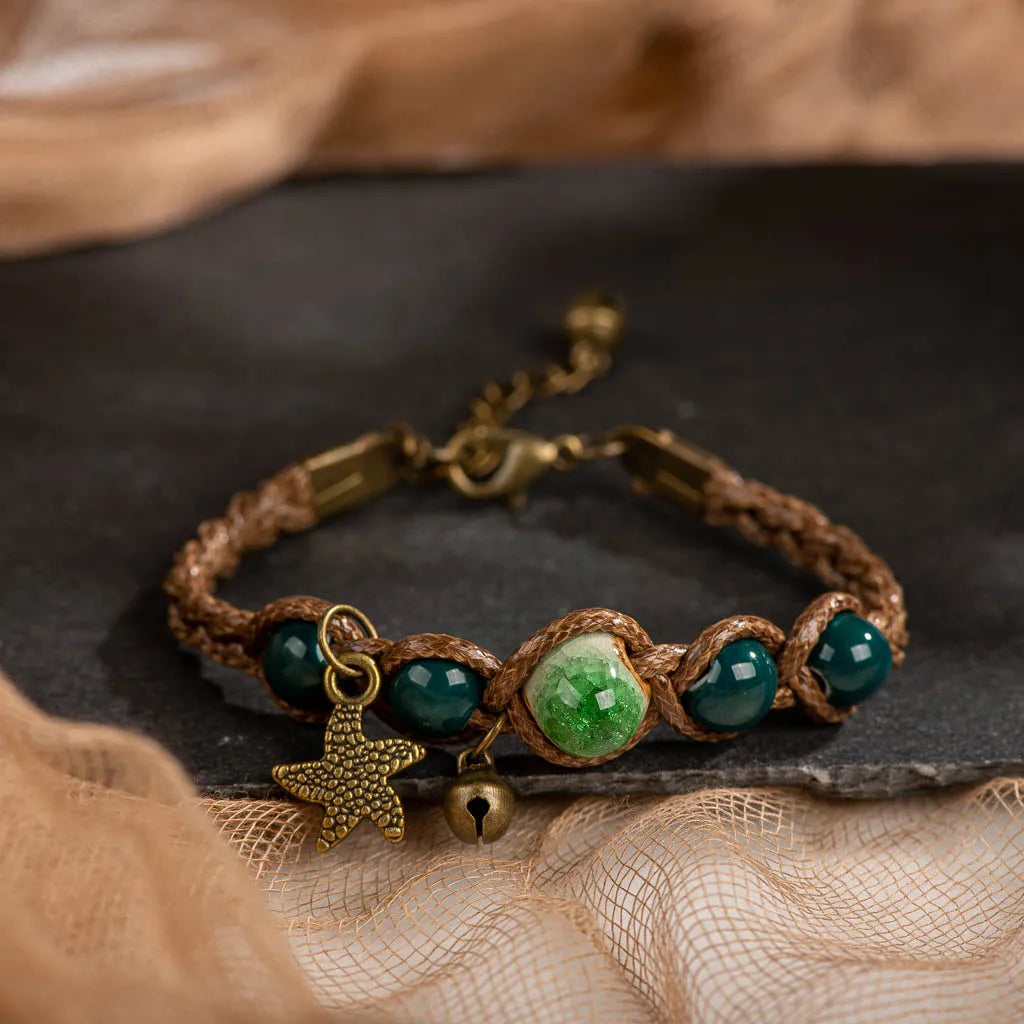 Handmade Ceramic Bead Bracelet – Mori Girl Retro Artisan Jewelry for Women