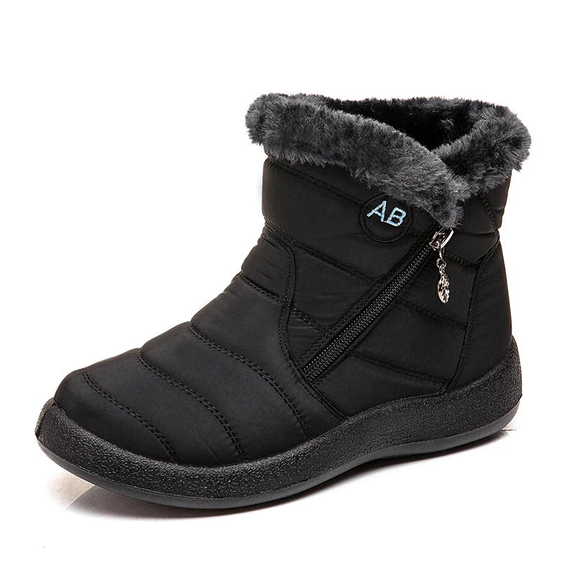 Comfortable waterproof winter boots for women with soft fur and zipper design. Perfect for snowy days.