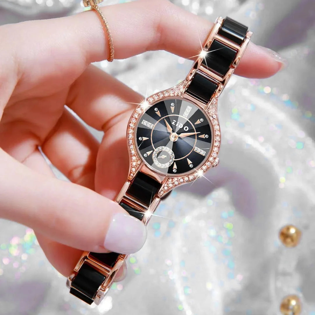 Retro Diamond Women's Watch – Waterproof Light Luxury Stainless Steel