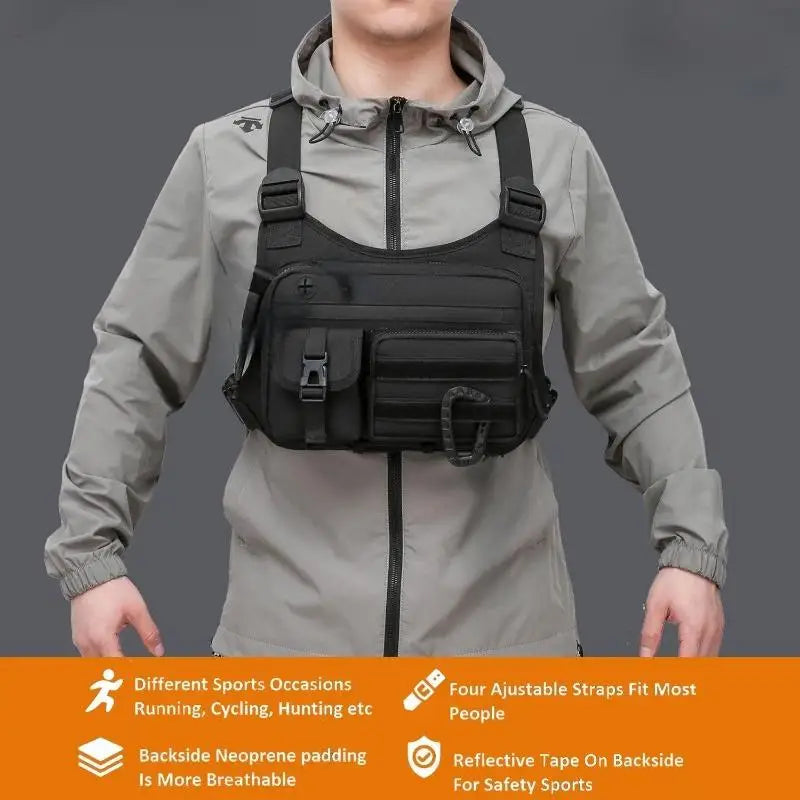 Tactical Running Vest Bag – 6-Pocket Chest Pack for Running & Hiking