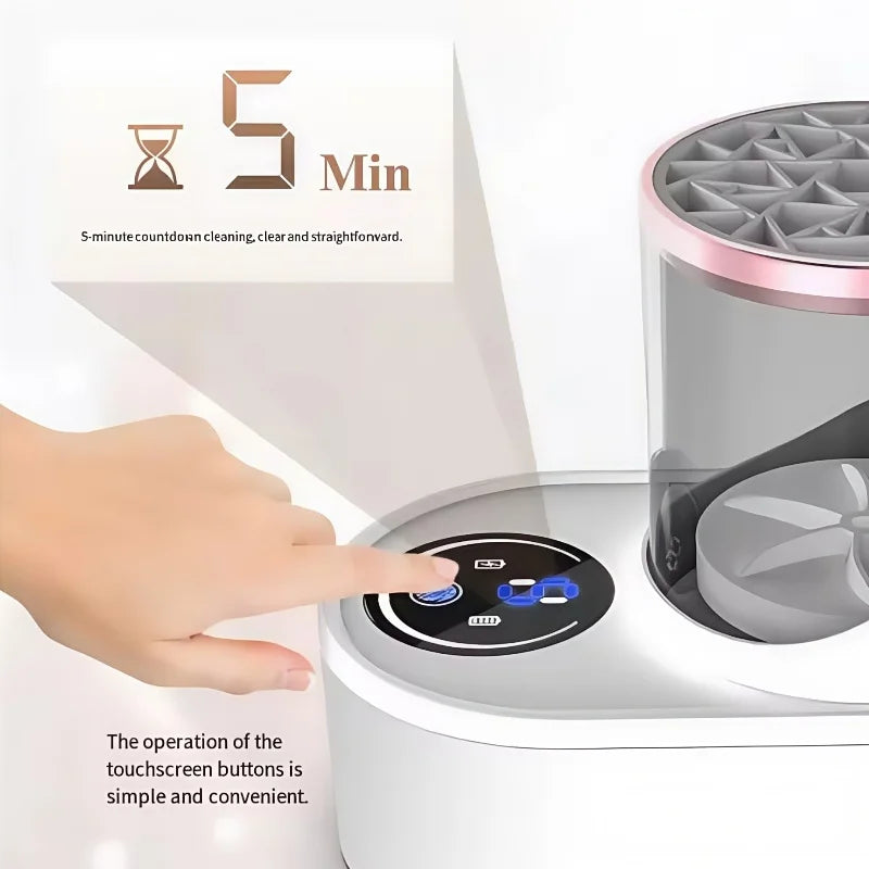 3-in-1 Electric Makeup Brush Cleaner & Dryer – Fast Spin Cleaning Machine