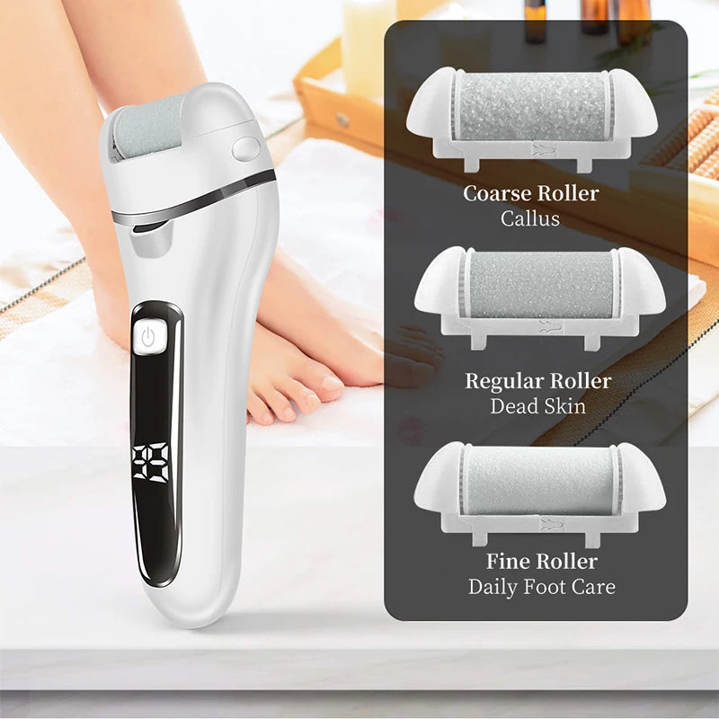 Electric Foot Callus Remover | 18-in-1 Pedicure Kit with 3 Roller Heads
