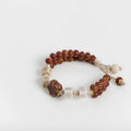 Handmade Ceramic Purple Flower Bead Bracelet – Glazed Charm Wax Cord Jewelry Gift
