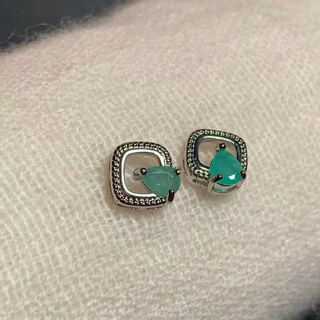 Natural Emerald Stud Earrings – 925 Sterling Silver 5x3MM Fine Jewelry for Women