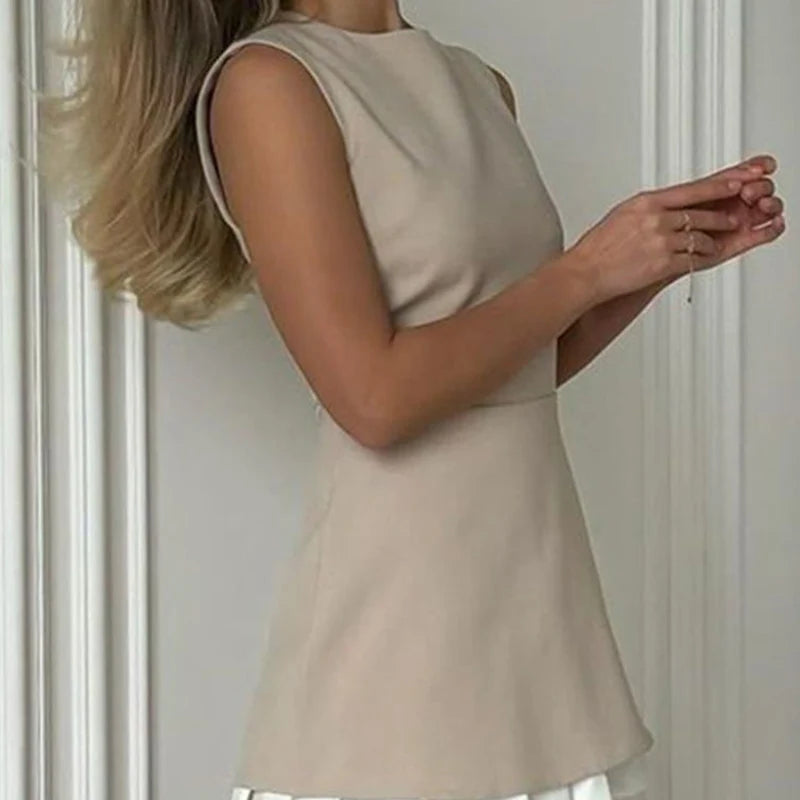 Elegant Patchwork Pleated Sleeveless Mini Dress