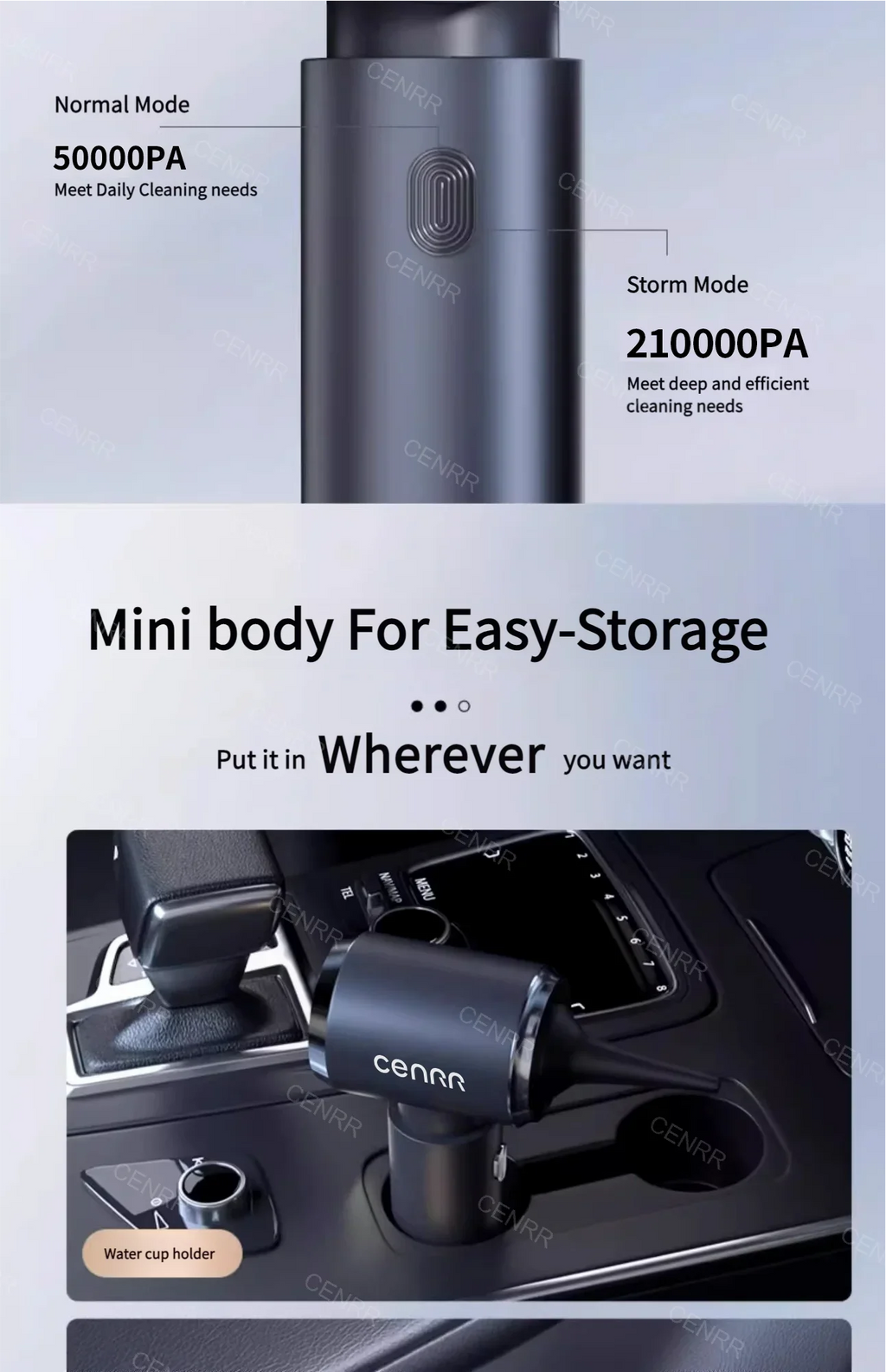 CENRR Car Vacuum Cleaner 210,000PA | Powerful Handheld Wireless Blower