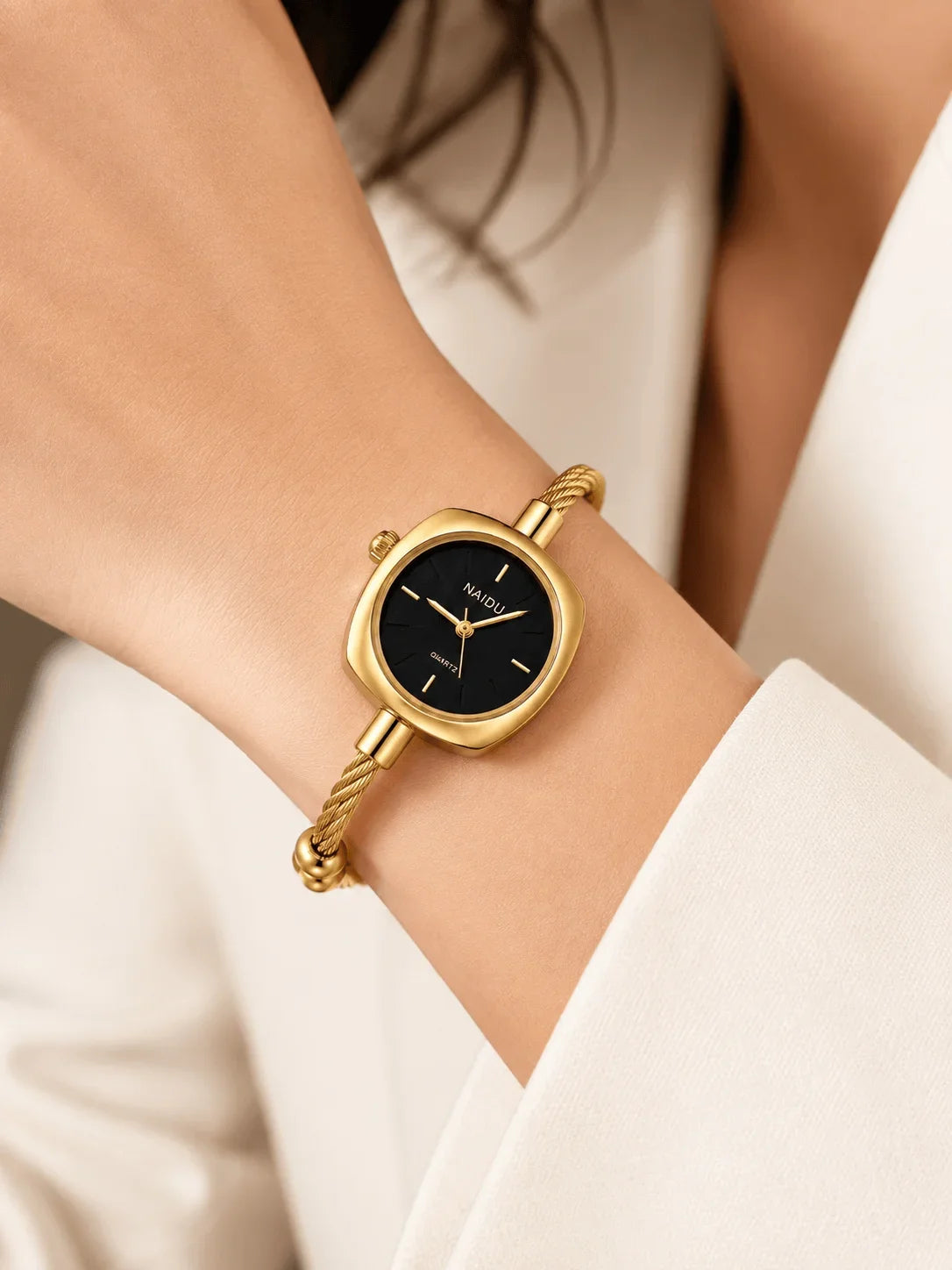 Women's Gold Bangle Watch – Luxury Stainless Steel Quartz