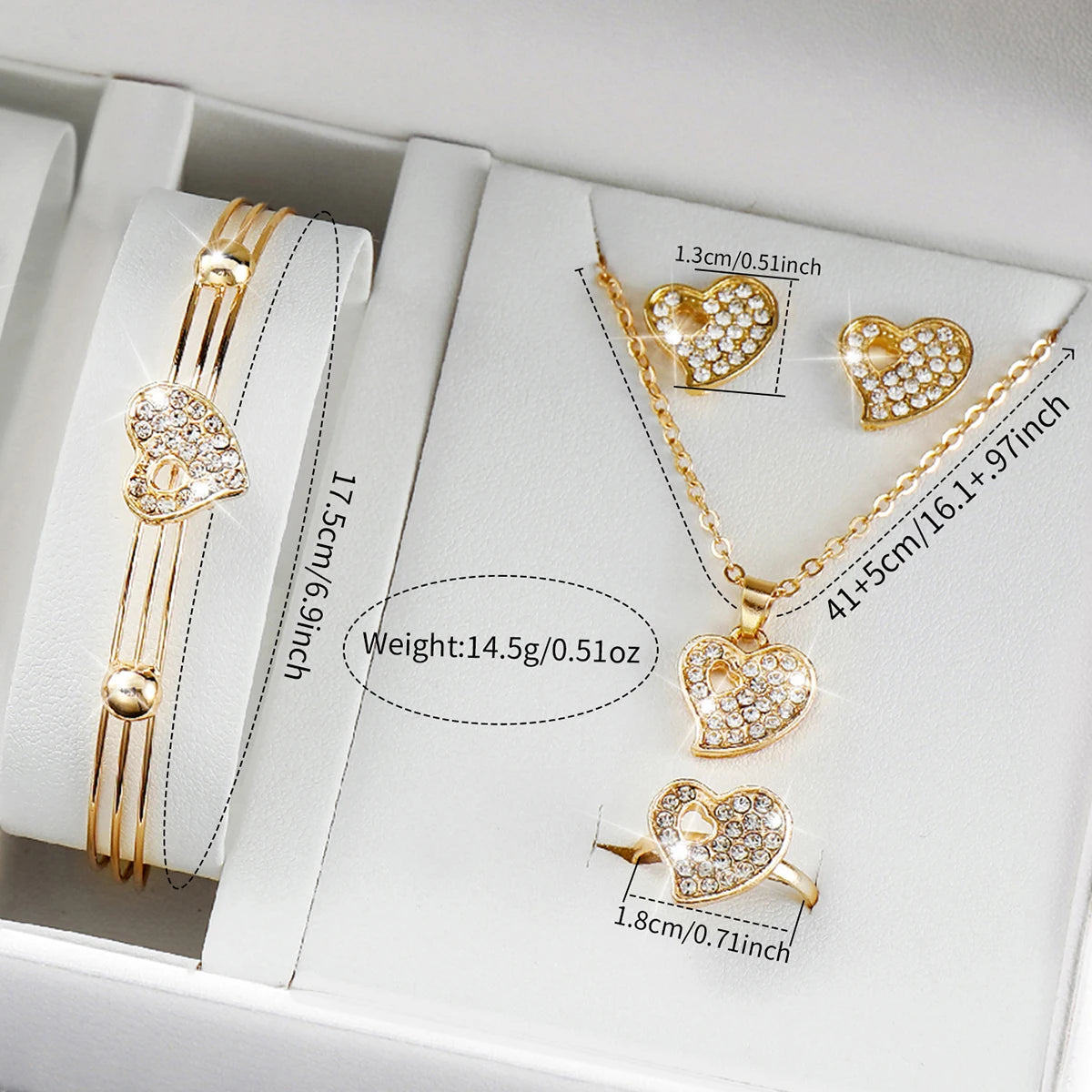 Women's Stainless Steel Quartz Watch & Diamond Jewelry Set – 6PCS Fashion Wristwatch