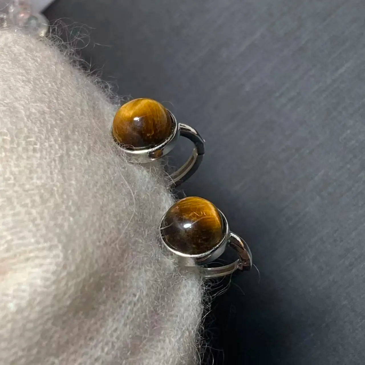 Natural Tiger's Eye Copper Stud Earrings – 8MM Round Vintage Gemstone for Women