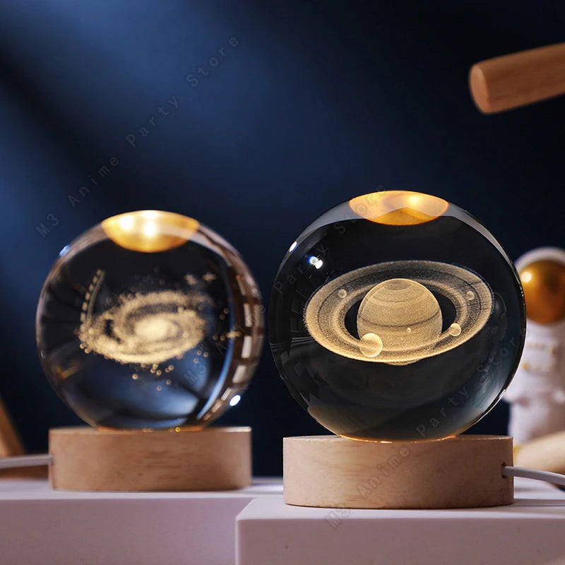 3D Crystal Ball Night Light - LED Galaxy Lamp for Kids' Birthday Gift